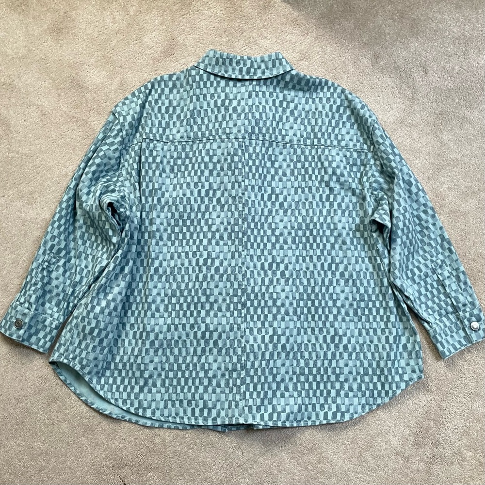 New Future Collective Checkered Print Denim Shirt & Pants Set Blue Size XL / 14 - Picture 9 of 16